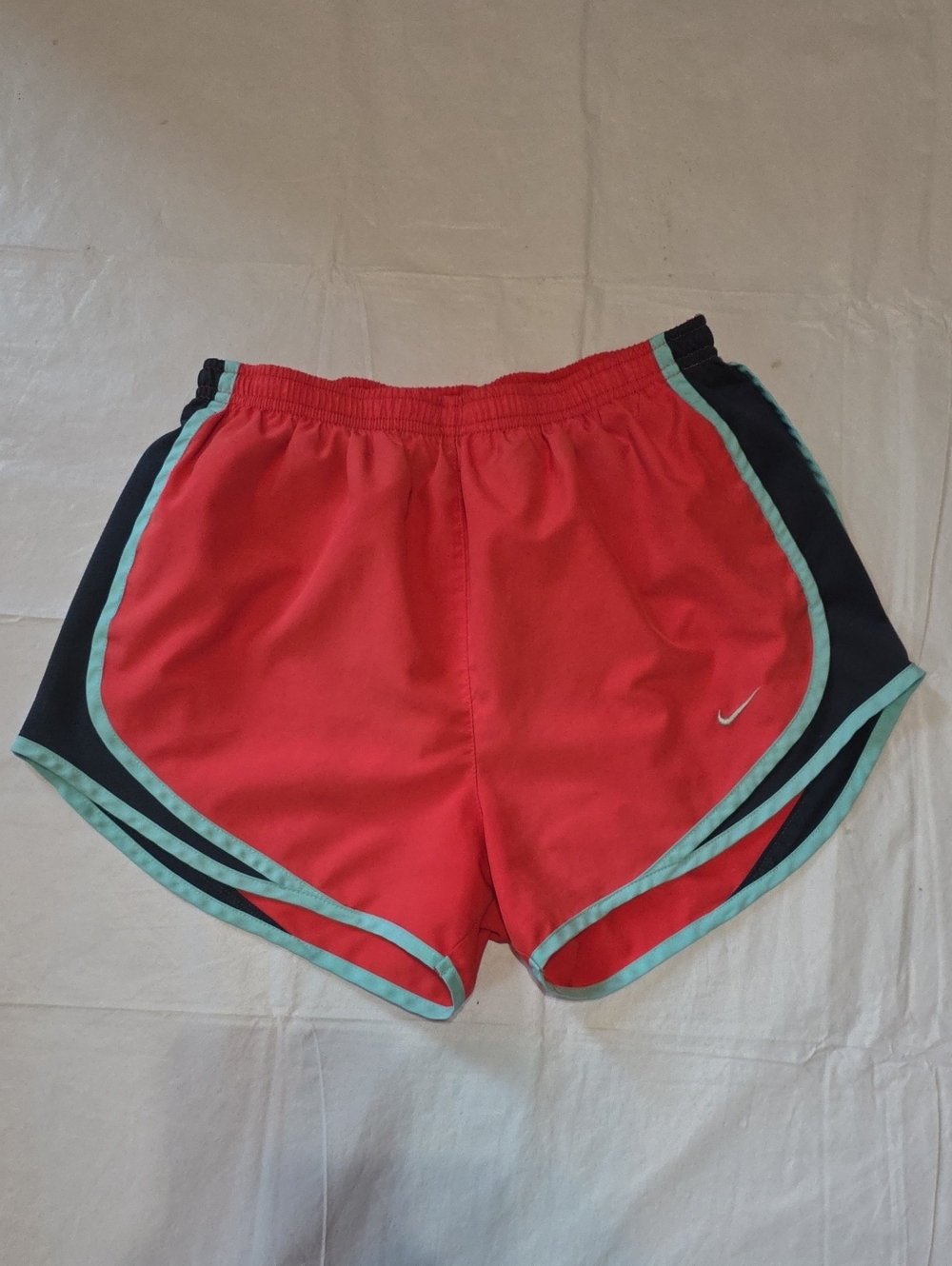 Nike Dri-Fit Women's Running Shorts Built in Brief Orange Aqua Black S
